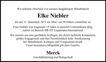 Traueranzeige von Elke Niebler von Echo-Zeitungen (Gesamtausgabe)