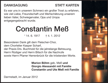 Traueranzeige von Constantin Meß von Echo-Zeitungen (Gesamtausgabe)