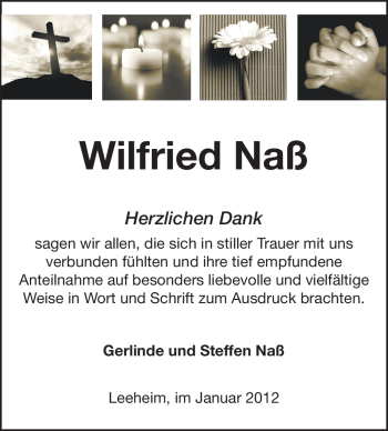 Traueranzeige von Wilfried Naß von Rüsselsheimer Echo, Groß-Gerauer-Echo, Ried Echo