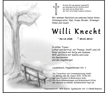 Traueranzeige von Willi Knecht von Starkenburger Echo
