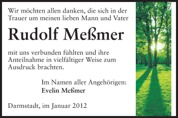 Traueranzeige von Rudolf Meßmer von Darmstädter Echo, Odenwälder Echo, Rüsselsheimer Echo, Groß-Gerauer-Echo, Ried Echo