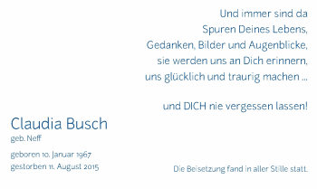Traueranzeige von Claudia Busch von trauer.echo-online.de