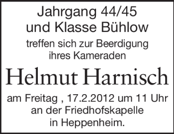 Traueranzeige von Helmut Harnisch von Starkenburger Echo