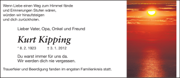 Traueranzeige von Kurt Kipping von Darmstädter Echo, Odenwälder Echo, Rüsselsheimer Echo, Groß-Gerauer-Echo, Ried Echo