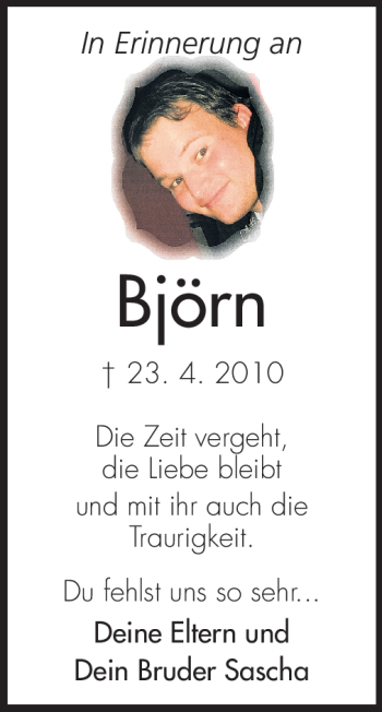 Traueranzeige von Björn Speckhardt von Echo-Zeitungen (Gesamtausgabe)