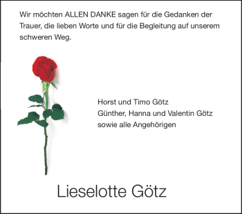 Traueranzeige von Lilo Götz von Darmstädter Echo, Odenwälder Echo, Rüsselsheimer Echo, Groß-Gerauer-Echo, Ried Echo