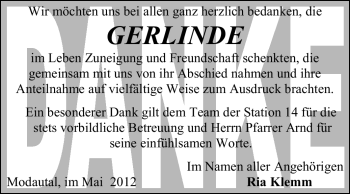 Traueranzeige von Gerlinde  von Echo-Zeitungen (Gesamtausgabe)