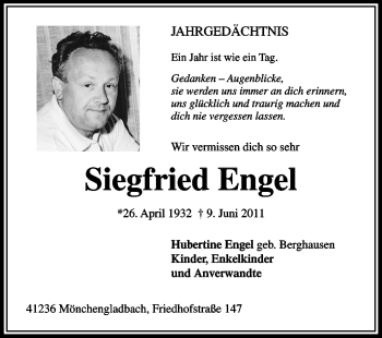 Traueranzeige von Siegfried Engel von Rüsselsheimer Echo, Groß-Gerauer-Echo, Ried Echo