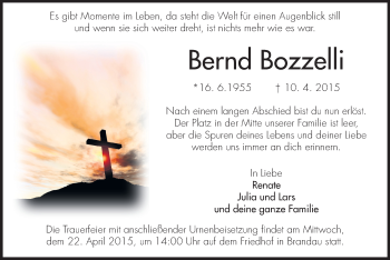 Traueranzeige von Bernd Bozzelli von Echo-Zeitungen (Gesamtausgabe)