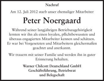 Traueranzeige von Peter Noergaard von Echo-Zeitungen (Gesamtausgabe)
