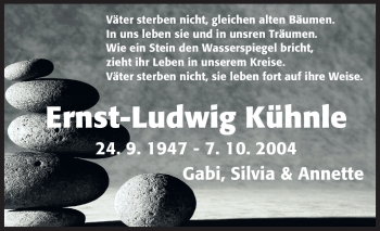 Traueranzeige von Ernst-Ludwig Kühnle von Echo-Zeitungen (Gesamtausgabe)