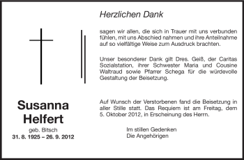 Traueranzeige von Susanna Helfert von Starkenburger Echo