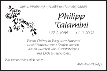Traueranzeige von Philipp Talamini von Starkenburger Echo