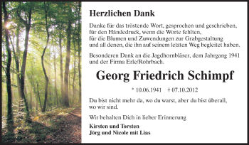 Traueranzeige von Georg Friedrich Schimpf von Odenwälder Echo