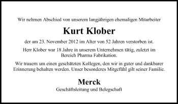 Traueranzeige von Kurt Klober von Echo-Zeitungen (Gesamtausgabe)