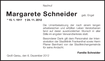 Traueranzeige von Margarete Schneider von Rüsselsheimer Echo, Groß-Gerauer-Echo, Ried Echo