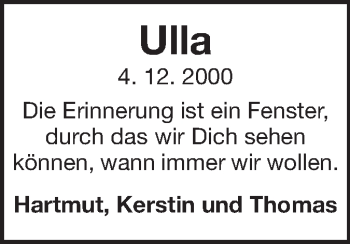 Traueranzeige von Ulla  von Echo-Zeitungen (Gesamtausgabe)