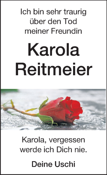 Traueranzeige von Karola Reitmeier von Echo-Zeitungen (Gesamtausgabe)