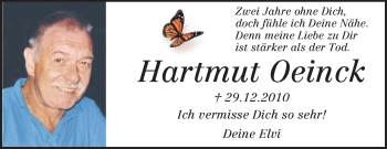 Traueranzeige von Hartmut Oeinck von Echo-Zeitungen (Gesamtausgabe)