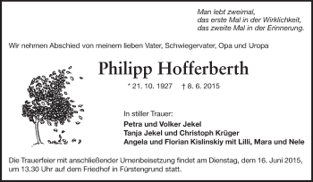 Traueranzeige von Philipp Hofferberth von Odenwälder Echo