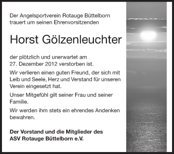 Traueranzeige von Horst Gölzenleuchter von Rüsselsheimer Echo, Groß-Gerauer-Echo, Ried Echo