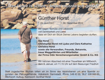 Traueranzeige von Günther Horst von Echo-Zeitungen (Gesamtausgabe)