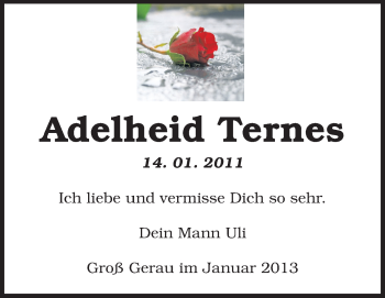 Traueranzeige von Adelheid Ternes von Echo-Zeitungen (Gesamtausgabe)