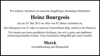 Traueranzeige von Heinz Bourgeois von Echo-Zeitungen (Gesamtausgabe)