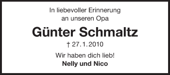 Traueranzeige von Günter Schmaltz von Starkenburger Echo