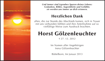 Traueranzeige von Horst Gölzenleuchter von Darmstädter Echo