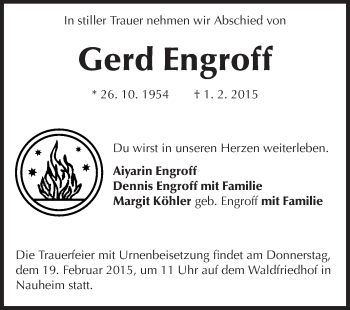 Traueranzeige von Gerd Engroff von Rüsselsheimer Echo, Groß-Gerauer-Echo, Ried Echo