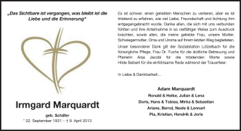 Traueranzeige von Irmgard Marquardt von Odenwälder Echo