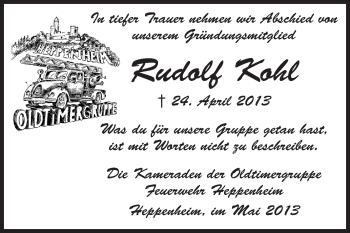 Traueranzeige von Rudolf Kohl von Starkenburger Echo
