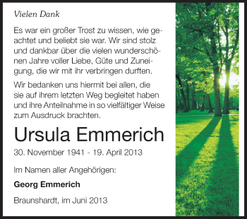 Traueranzeige von Ursula Emmerich von Echo-Zeitungen (Gesamtausgabe)