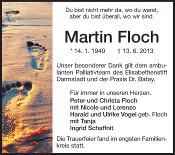 Traueranzeige von Martin Floch von Echo-Zeitungen (Gesamtausgabe)