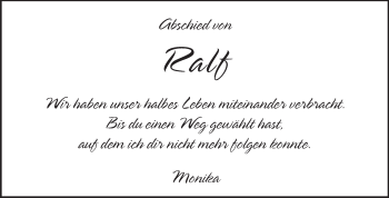 Traueranzeige von Ralf Bauer von Rüsselsheimer Echo, Groß-Gerauer-Echo, Ried Echo