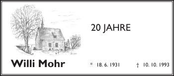 Traueranzeige von Willi Mohr von Odenwälder Echo