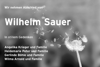 Traueranzeige von Wilhelm Sauer von Odenwälder Echo
