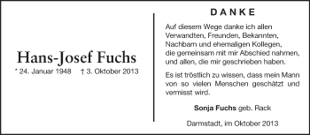Traueranzeige von Hans-Josef Fuchs von Echo-Zeitungen (Gesamtausgabe)