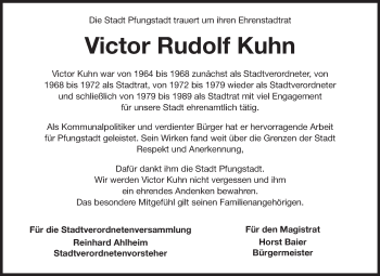 Traueranzeige von Victor Rudolf Kuhn von Echo-Zeitungen (Gesamtausgabe)