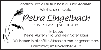 Traueranzeige von Petra Lingelbach von Echo-Zeitungen (Gesamtausgabe)