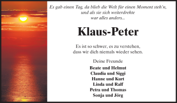 Traueranzeige von Klaus-Peter Graf von Rüsselsheimer Echo, Groß-Gerauer-Echo, Ried Echo