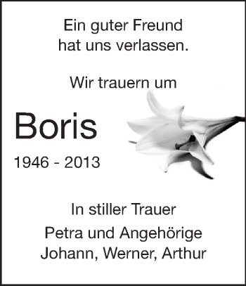 Traueranzeige von Boris  von Echo-Zeitungen (Gesamtausgabe)