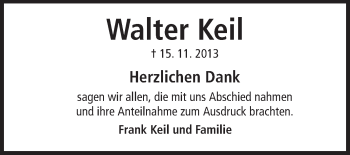 Traueranzeige von Walter Keil von Odenwälder Echo