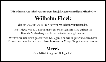 Traueranzeige von Wilhelm Fleck von Echo-Zeitungen (Gesamtausgabe)