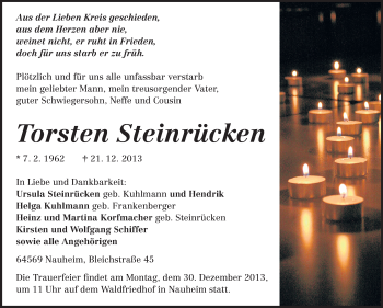 Traueranzeige von Torsten Steinrücken von Rüsselsheimer Echo, Groß-Gerauer-Echo, Ried Echo