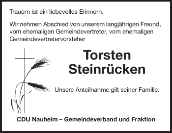 Traueranzeige von Torsten Steinrücken von Rüsselsheimer Echo, Groß-Gerauer-Echo, Ried Echo