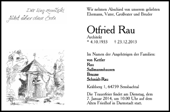 Traueranzeige von Otfried Rau von Echo-Zeitungen (Gesamtausgabe)