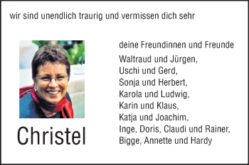 Traueranzeige von Christel Spieler von Echo-Zeitungen (Gesamtausgabe)