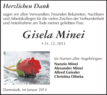 Traueranzeige von Gisela Minei von Echo-Zeitungen (Gesamtausgabe)